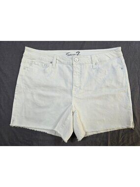Seven7 Womens White Weekend Shorts Size 14 Cotton/Spandex Blend Frayed Hem